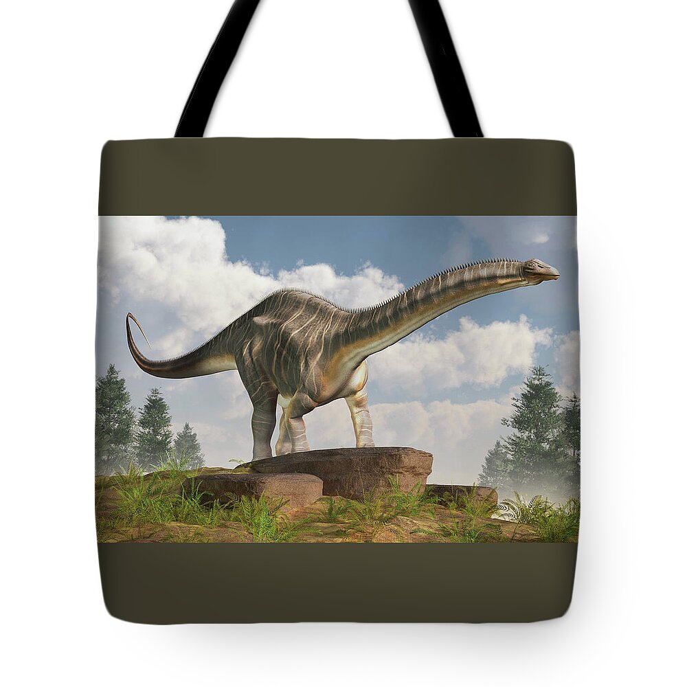 Apatosaurus Tote Bag featuring the digital art Apatosaurus by Daniel Eskridge