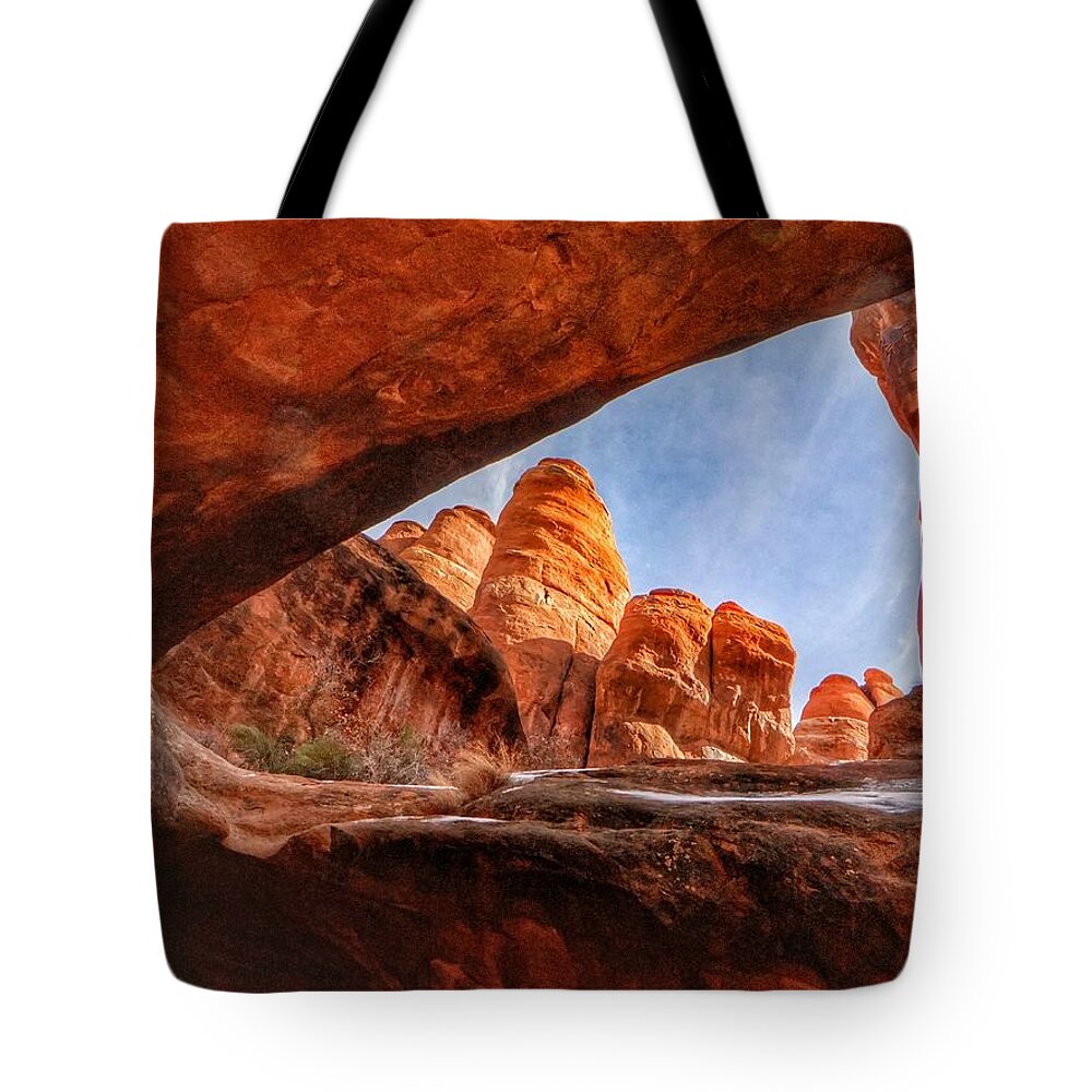 Arches Tote Bag featuring the photograph Arches National Park by Katie Dobies
