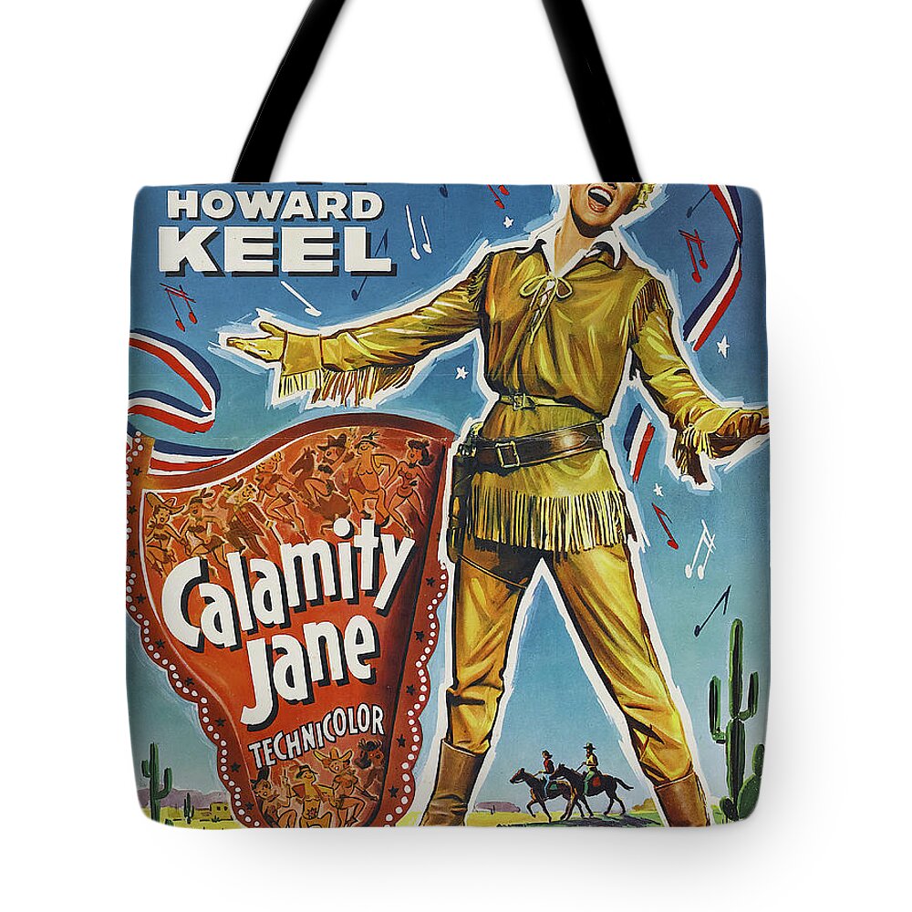 Doris Tote Bag featuring the mixed media ''Calamity Jane'' - 1953 by Stars on Art