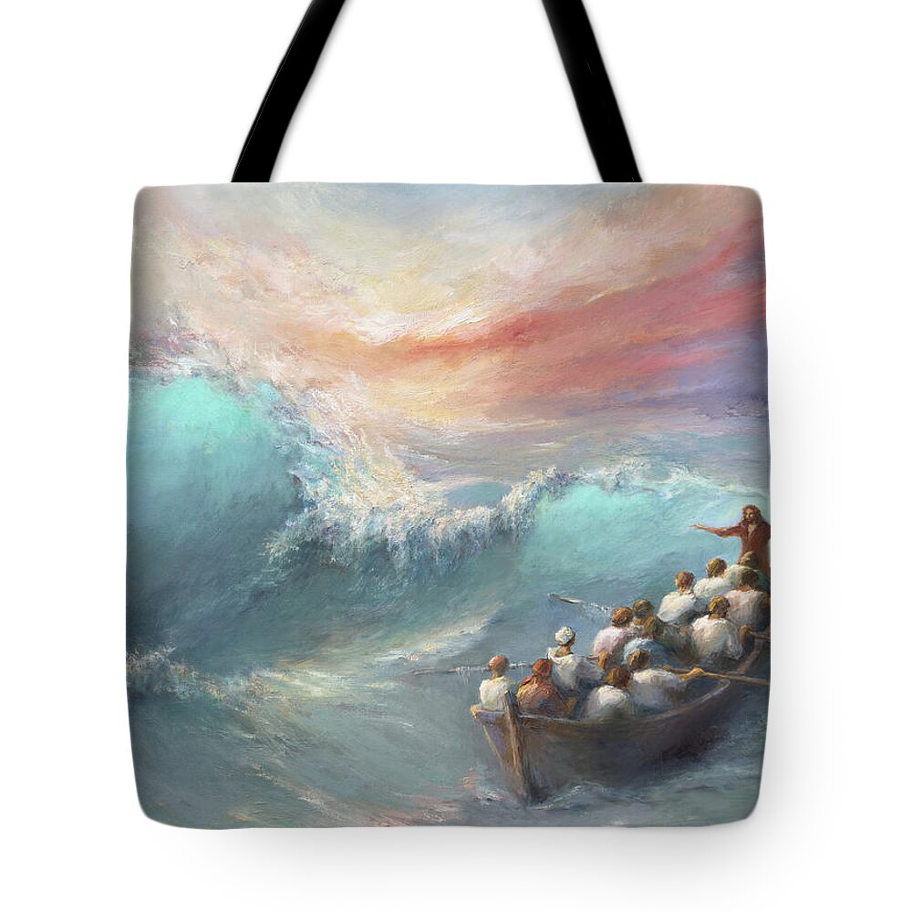 Calming The Storm Tote Bag featuring the painting Calming the storm #2 by Tigran Ghulyan