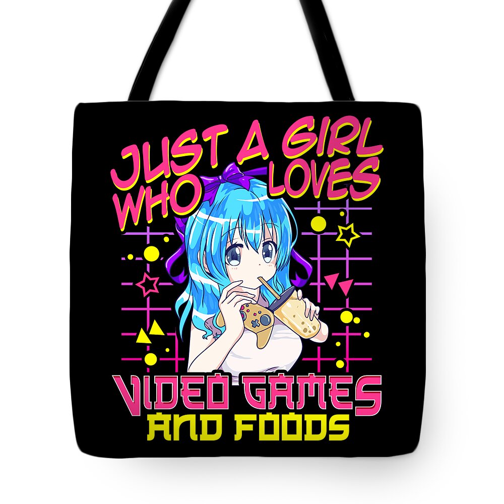 Cute Just A Girl Who Loves Video Games And Food Tote Bag by The Perfect  Presents - Pixels