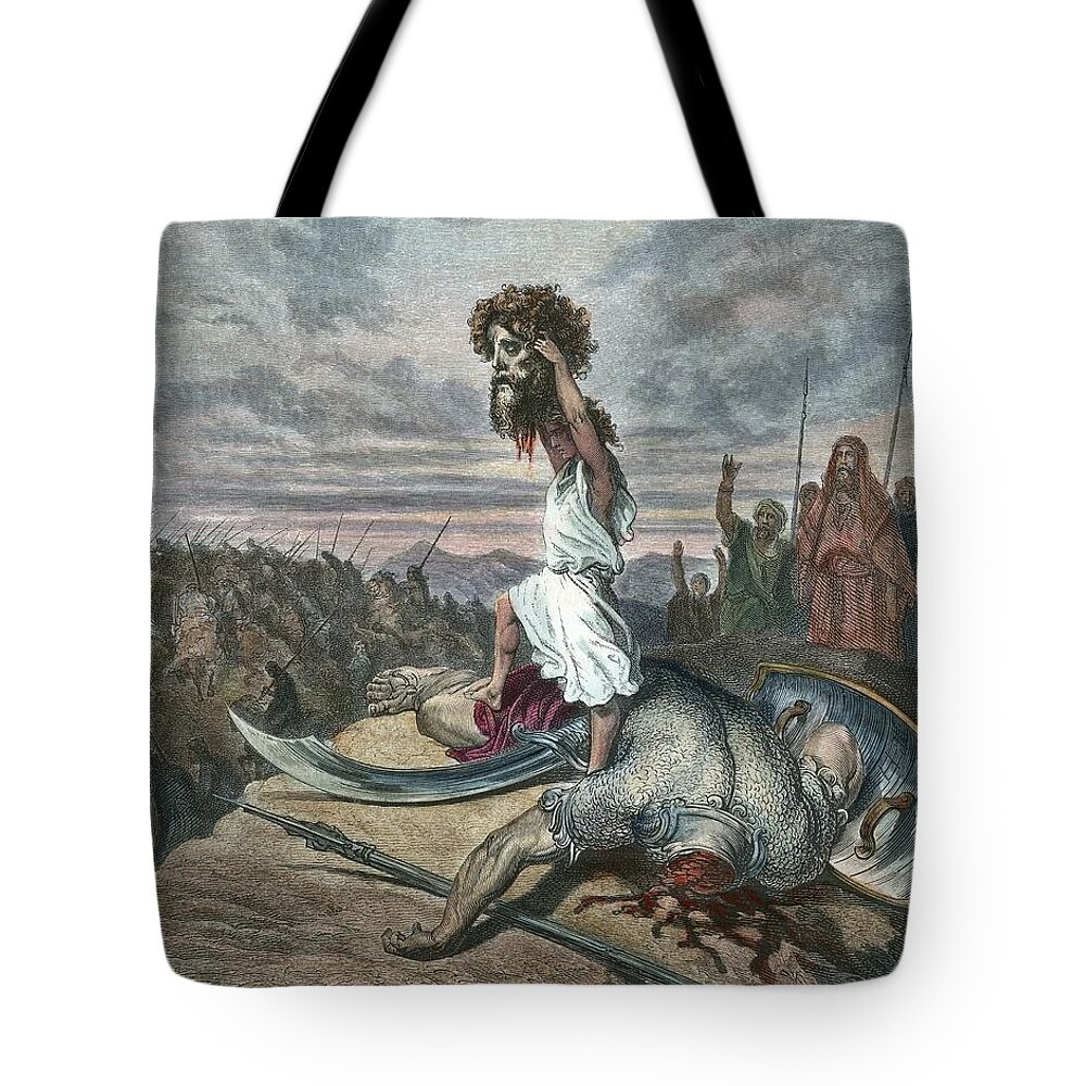 Ancient Tote Bag featuring the painting DAVID and GOLIATH #2 by Gustave Dore