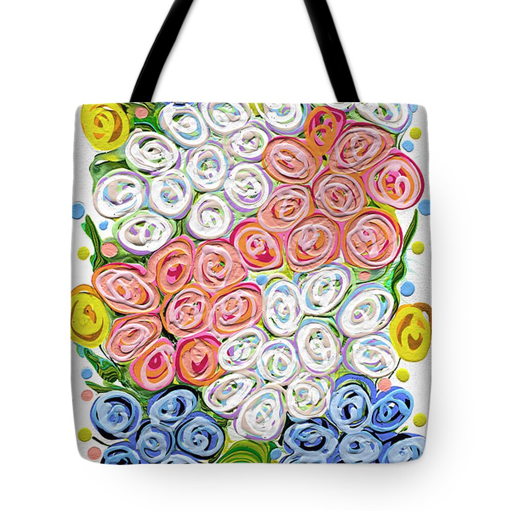 Acrylic Painting Tote Bag featuring the painting Heidi's Hydrangeas Long by Jane Crabtree