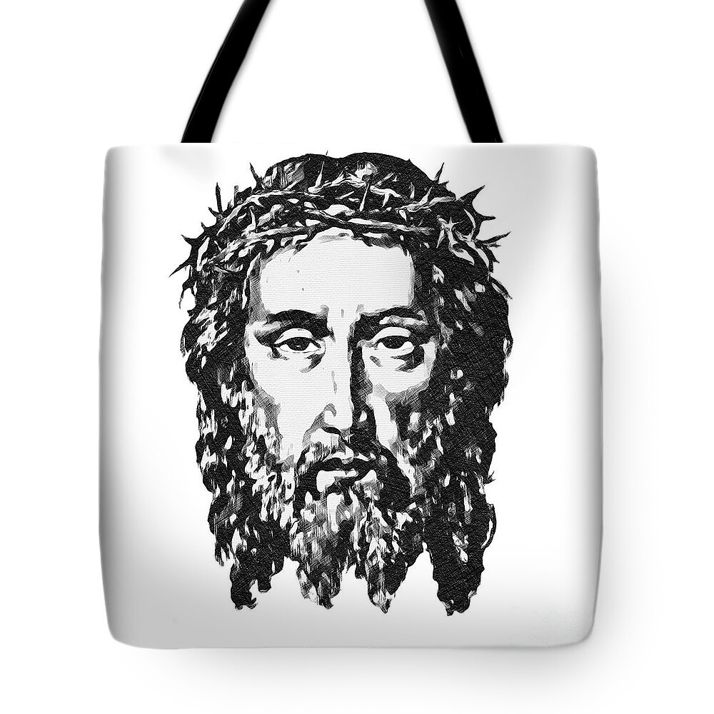Jesus Tote Bag featuring the photograph Jesus Head #2 by Munir Alawi