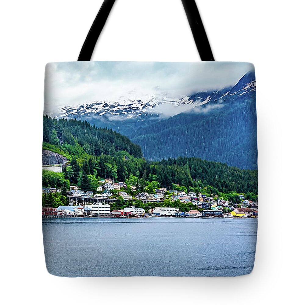 Ketchikan Tote Bag featuring the digital art Ketchikan Alaska by SnapHappy Photos