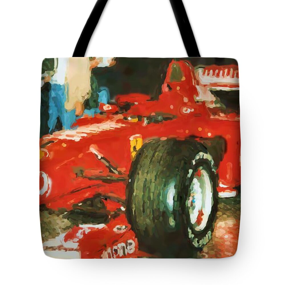 Le Mans Tote Bag featuring the mixed media Le Mans #2 by Asbjorn Lonvig
