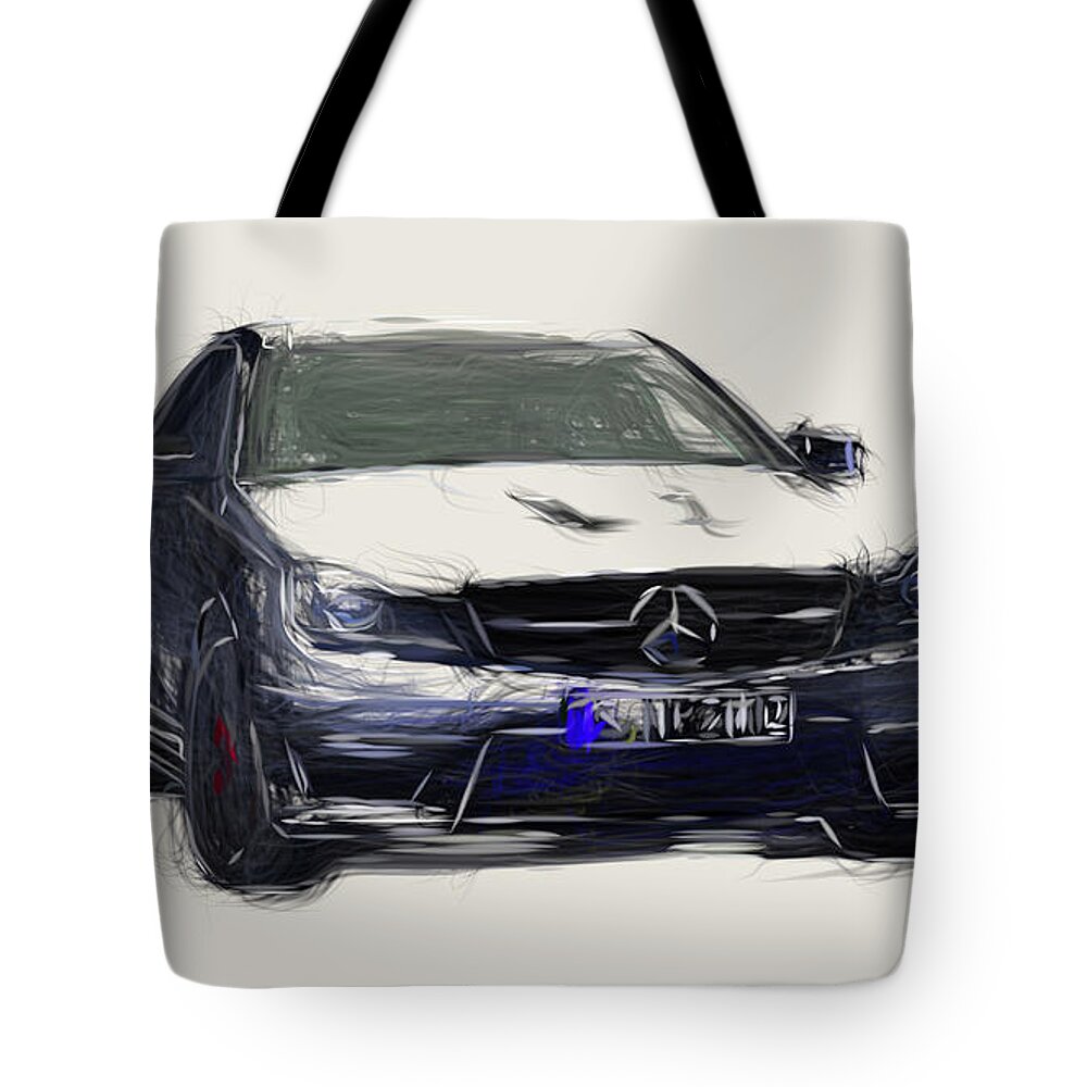 Mercedes Benz C63 AMG Edition 507 Car Drawing Tote Bag by CarsToon