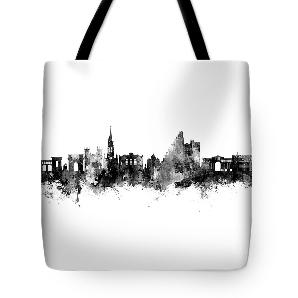 Montpellier Tote Bag featuring the digital art Montpellier France Skyline by Michael Tompsett