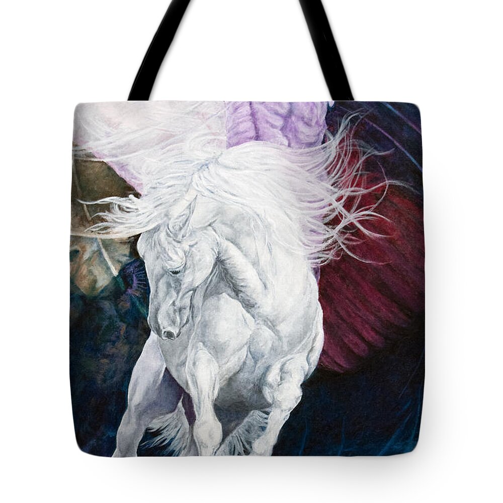 Pegasus Tote Bag featuring the painting Pegasus #2 by David Derr