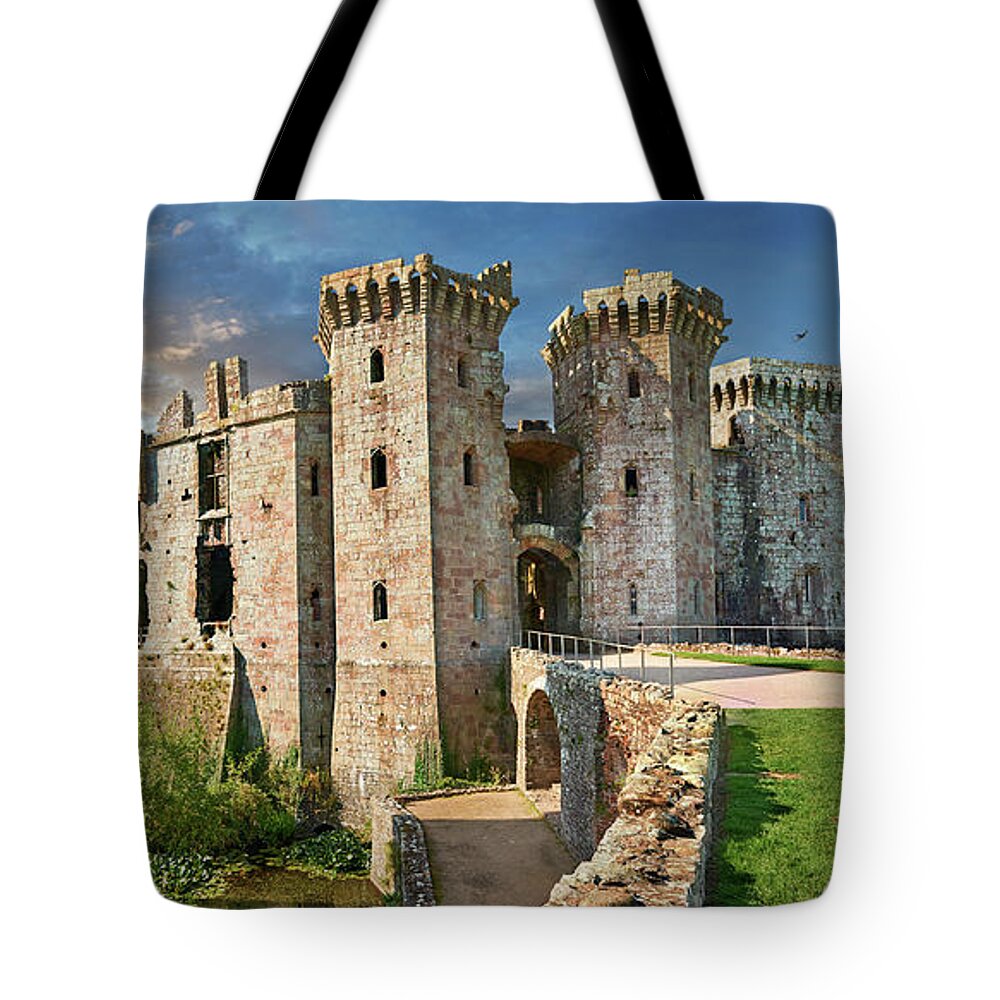Raglan Castle Tote Bag featuring the photograph Photo of the picturesque Raglan Castle Wales by Paul E Williams