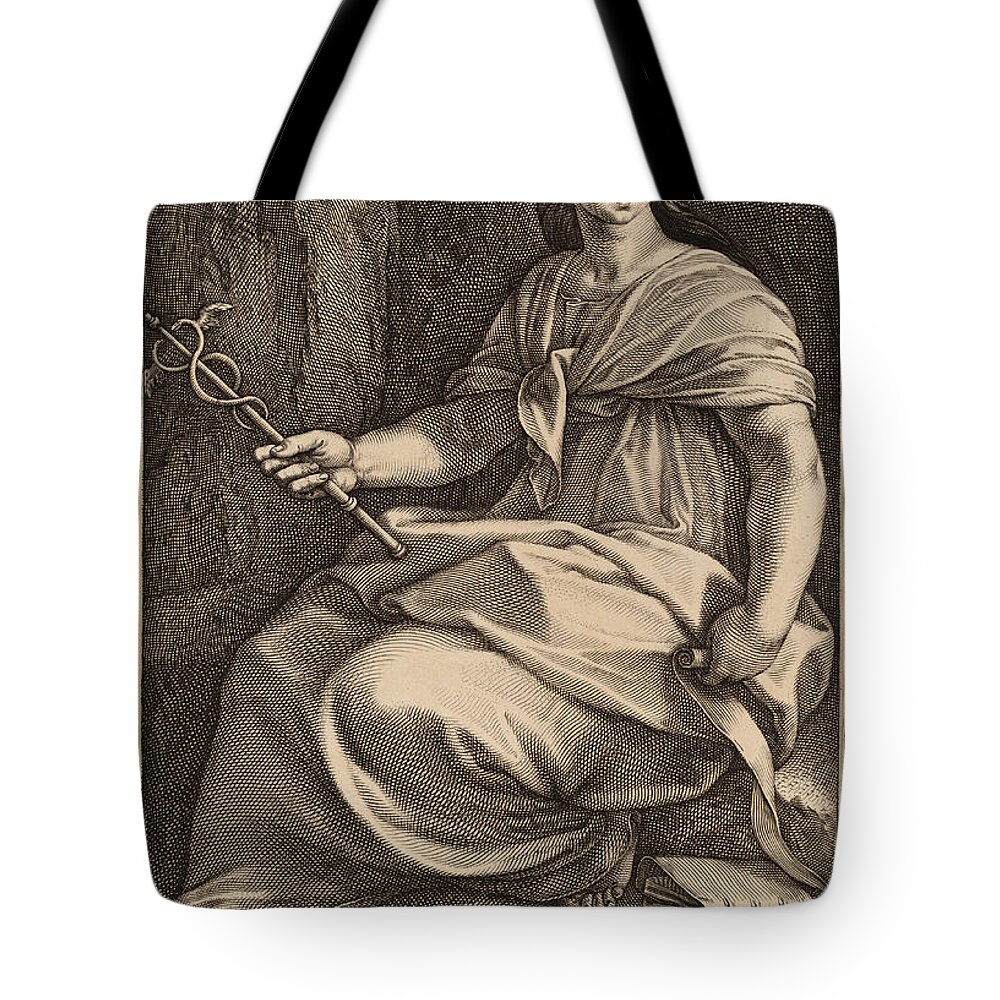 Hendrik Goltzius Tote Bag featuring the drawing Polyhymnia #2 by Hendrik Goltzius