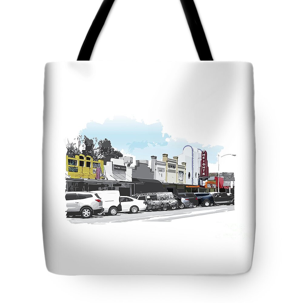 Jan M Stephenson Designs Tote Bag featuring the digital art 19th Street Shades of Color, Houston Heights Texas by Jan M Stephenson