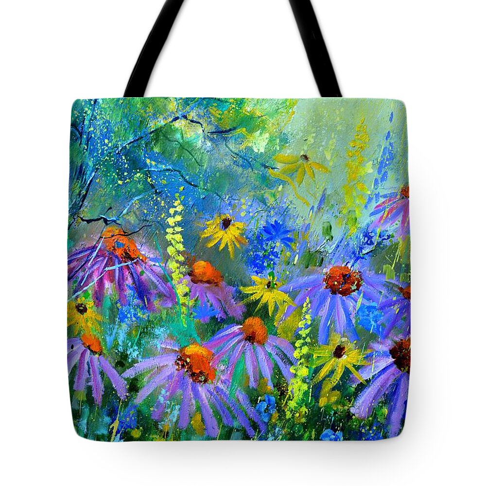 Fleur Tote Bag featuring the painting Rudbeckias #2 by Pol Ledent