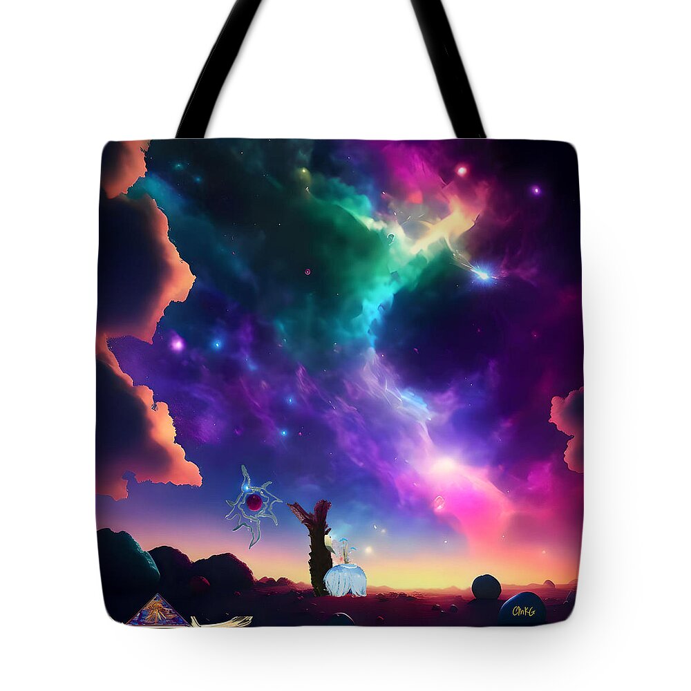  Tote Bag featuring the digital art Space Camping by Christina Knight
