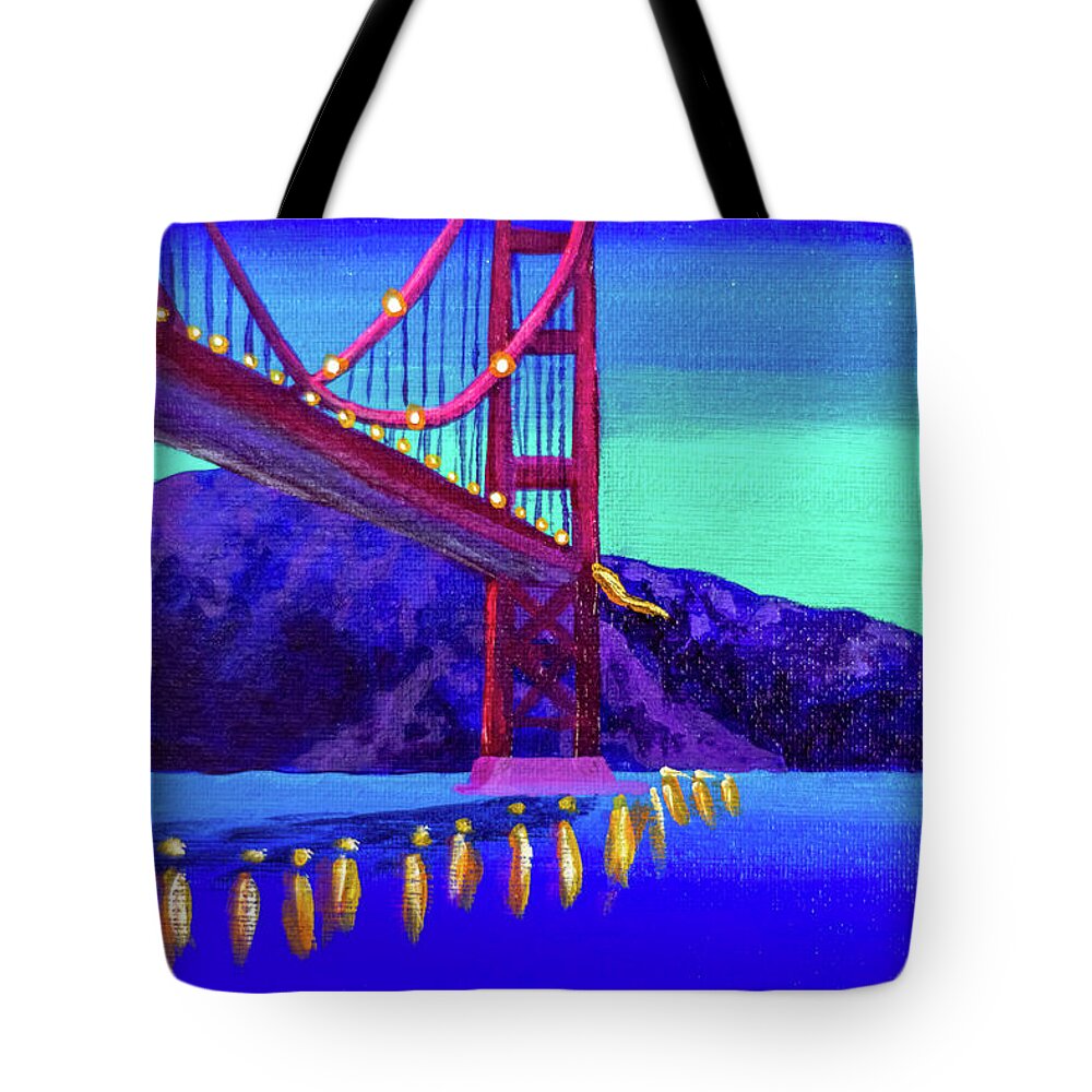 Golden Gate Bridge Tote Bag featuring the painting The Empty Feeling of New #2 by Ashley Wright