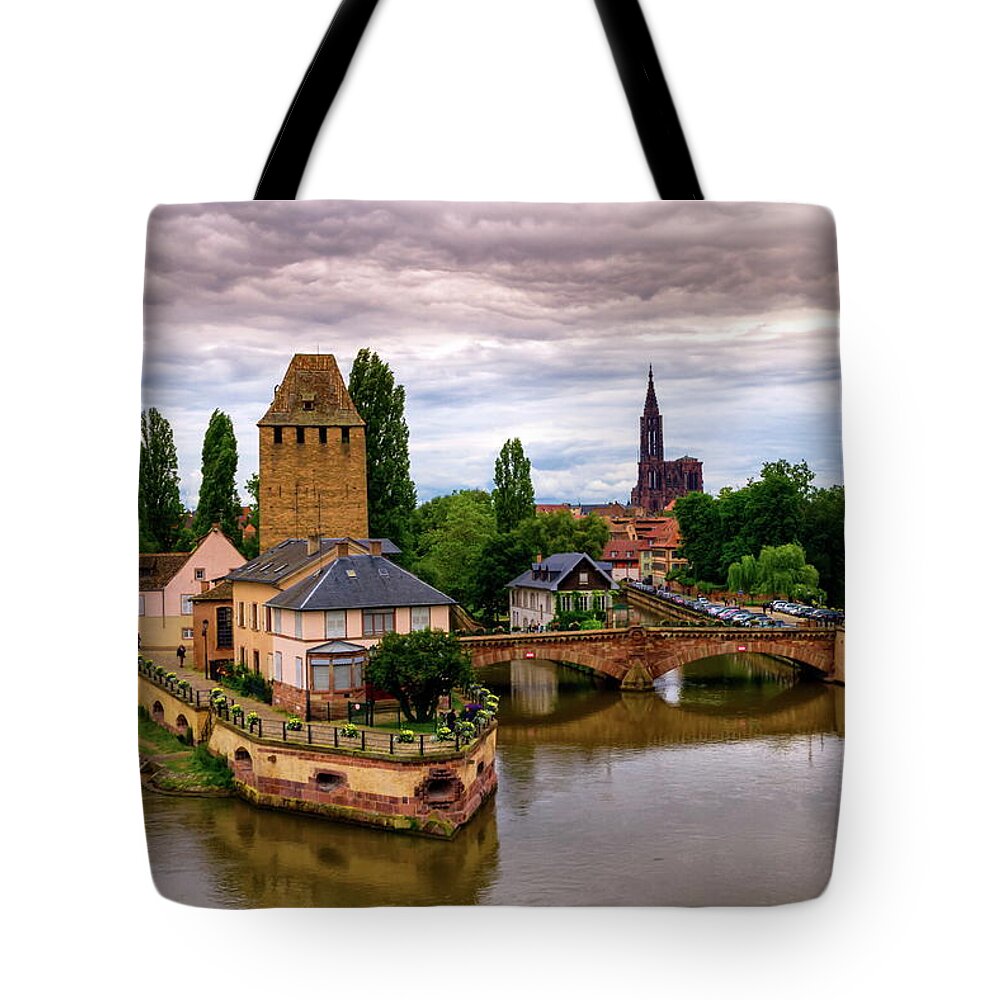 Strasbourg Tote Bag featuring the photograph The twin watchtowers of the Ponts Couverts, Strasbourg, France #2 by Elenarts - Elena Duvernay photo
