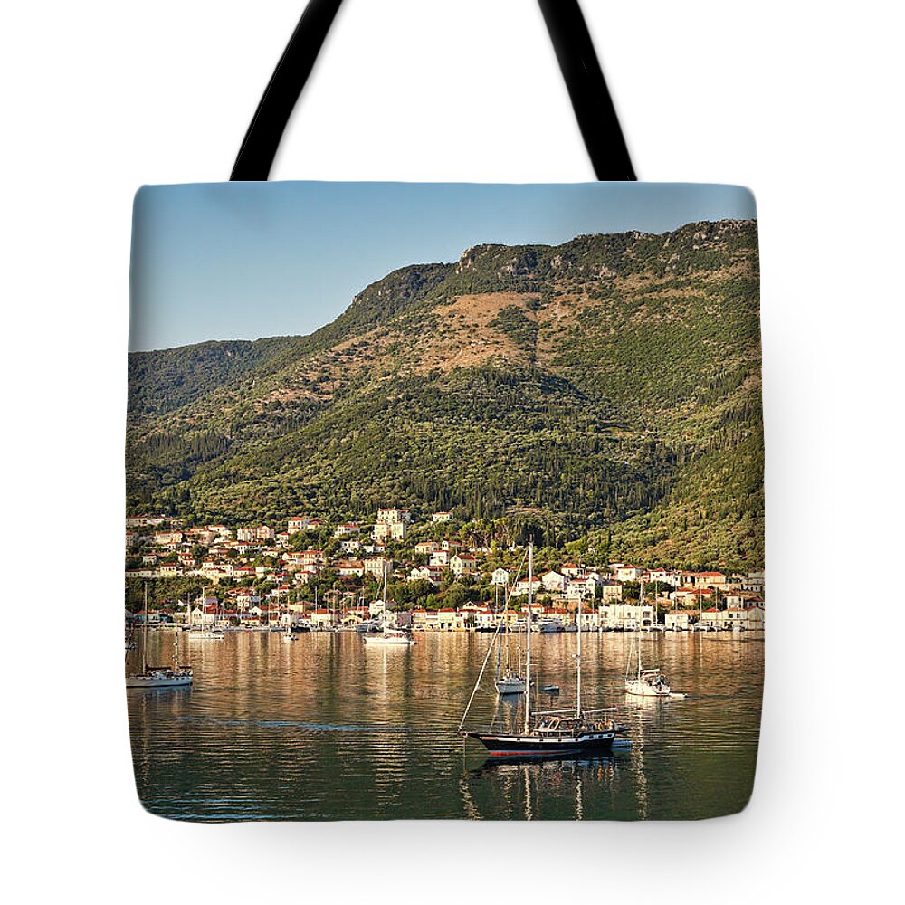 Vathi Tote Bag featuring the photograph Vathy in Ithaki island, Greece #2 by Constantinos Iliopoulos