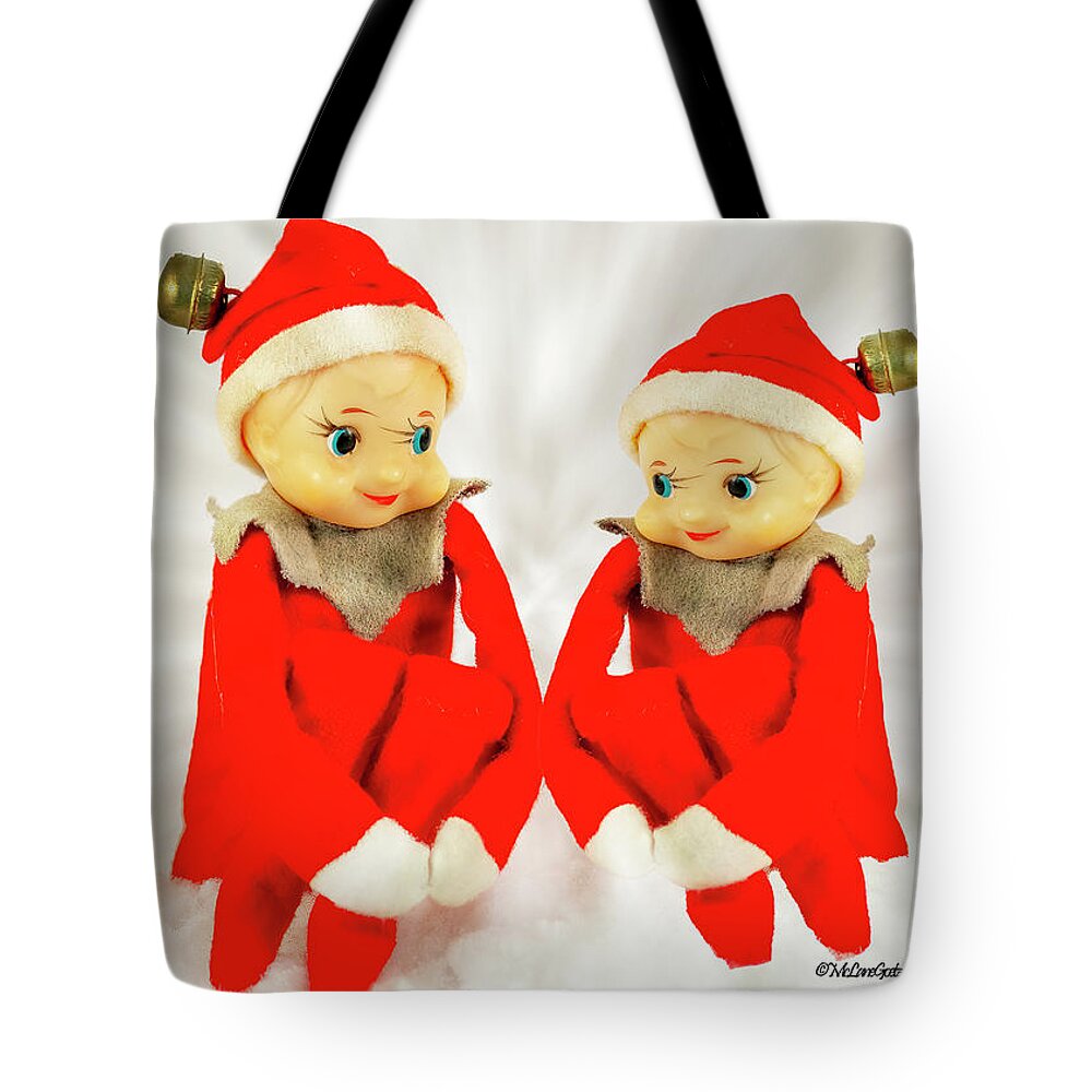 Elf Tote Bag featuring the photograph Vintage Christmas Elves #2 by LeeAnn McLaneGoetz McLaneGoetzStudioLLCcom