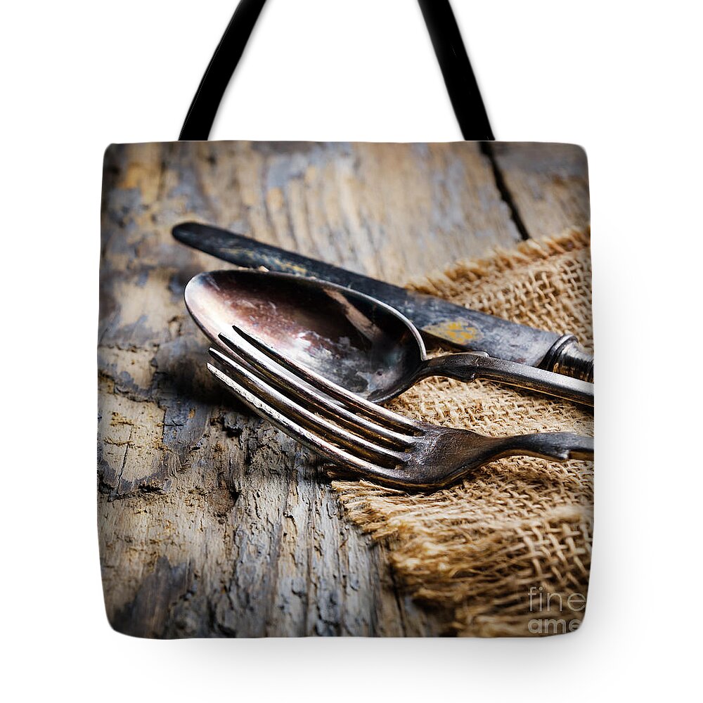 Silverware Tote Bag featuring the photograph Vintage silverware #2 by Jelena Jovanovic