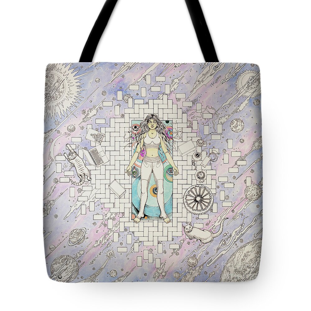 Yoga Tote Bag featuring the painting Yoga Space Shavasana #1 by Vrindavan Das