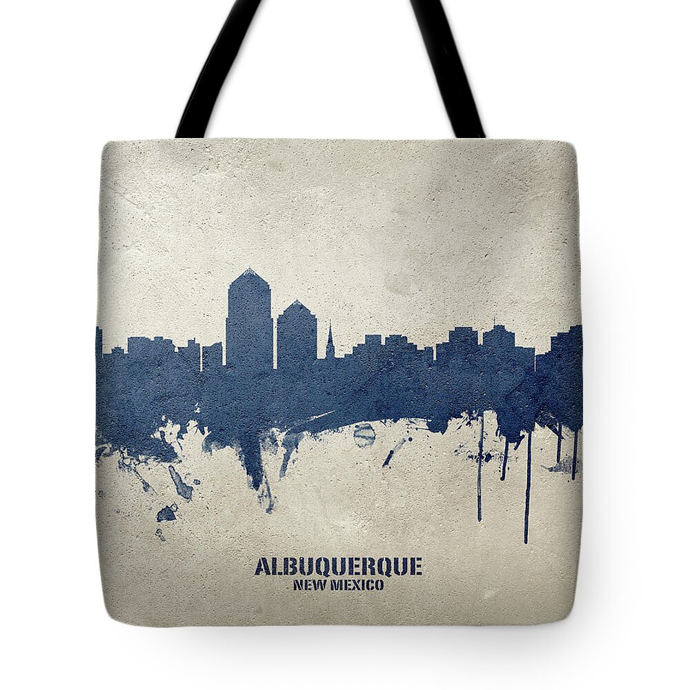 Albuquerque Tote Bag featuring the digital art Albuquerque New Mexico Skyline #22 by Michael Tompsett