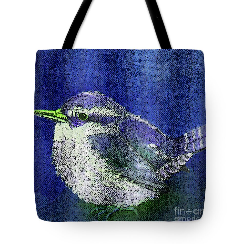 Bird Tote Bag featuring the painting 23 a blue Wren by Victoria Page