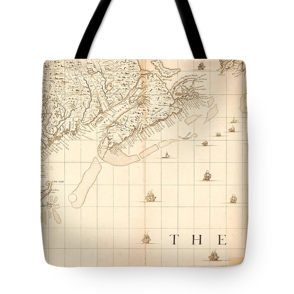 Map Tote Bag featuring the painting A map of the British Empire in America with the French and Spanish settlements adjacent thereto LOC #26 by MotionAge Designs