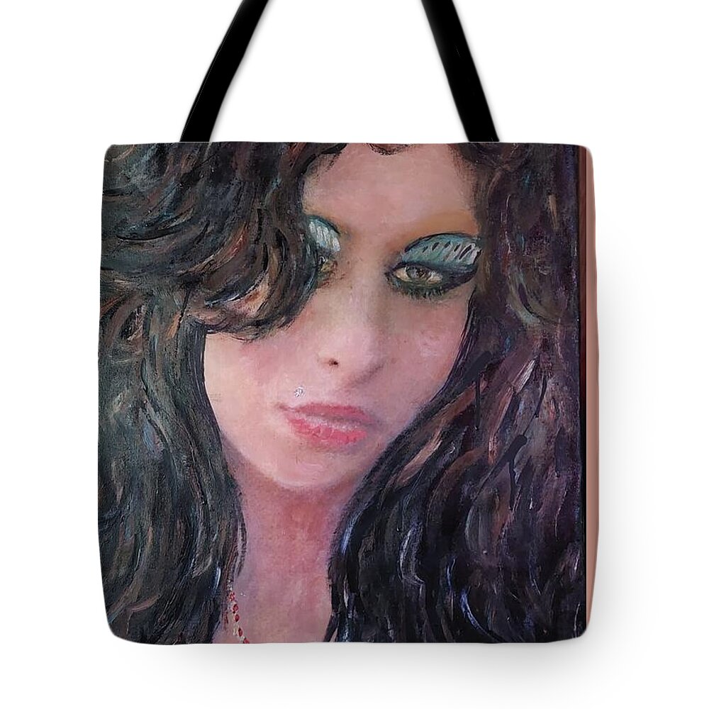 Amy Tote Bag featuring the painting Amy #5 by Sam Shaker