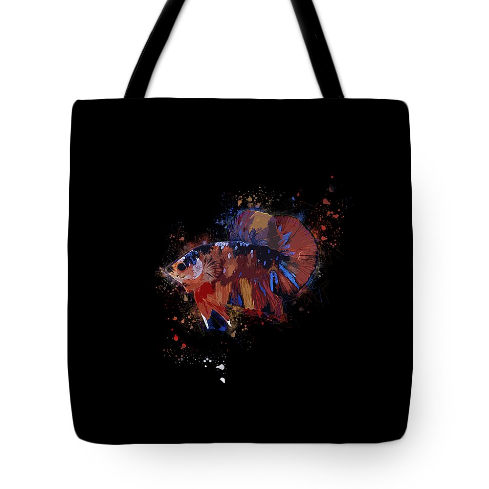 Artistic Tote Bag featuring the digital art Artistic Multicolor Betta Fish #3 by Sambel Pedes