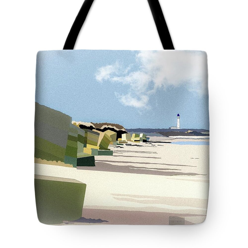 Covesea Tote Bag featuring the digital art Covesea Lighthouse by John Mckenzie