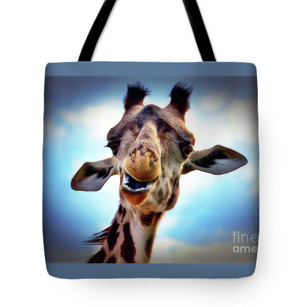 Giraffe Tote Bag featuring the digital art Giraffe #3 by Savannah Gibbs