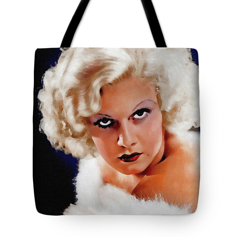 Jean Tote Bag featuring the painting Jean Harlow by Stars on Art