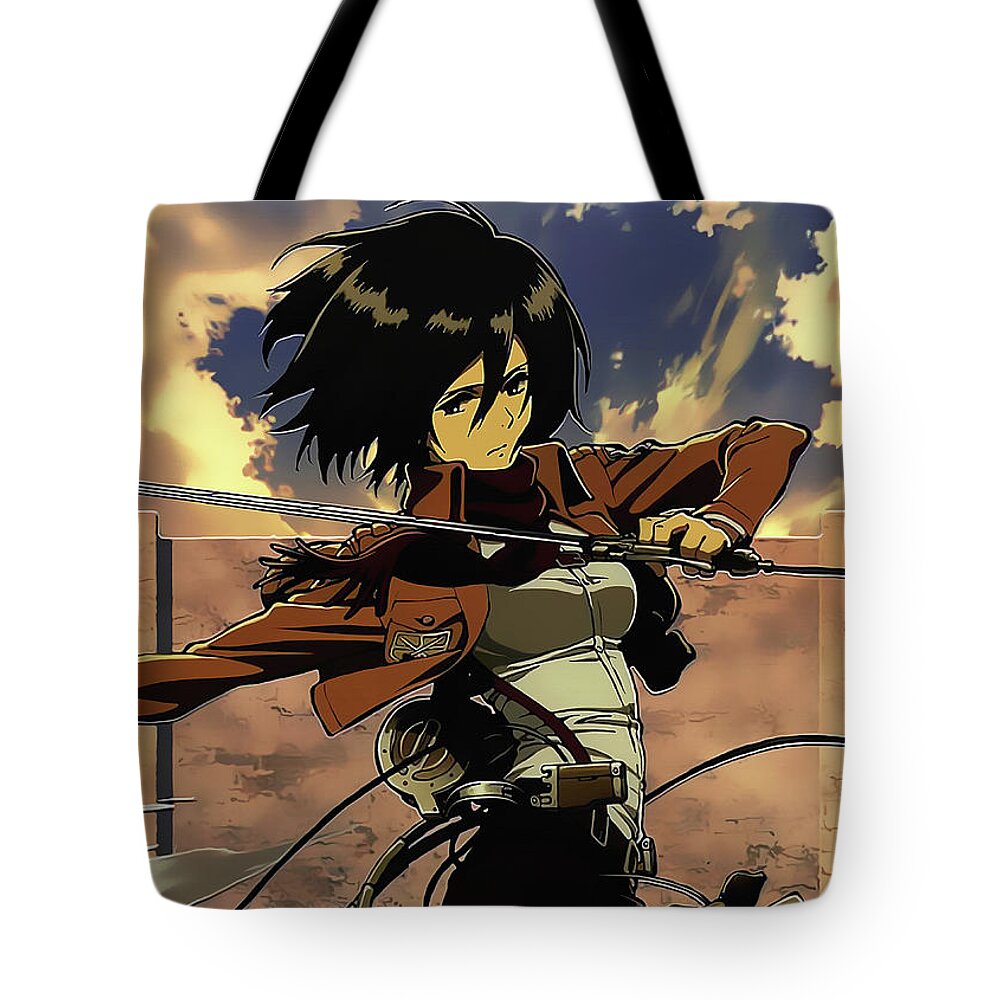 Mikasa Ackerman Tote Bag by Monika Horvathova - Pixels