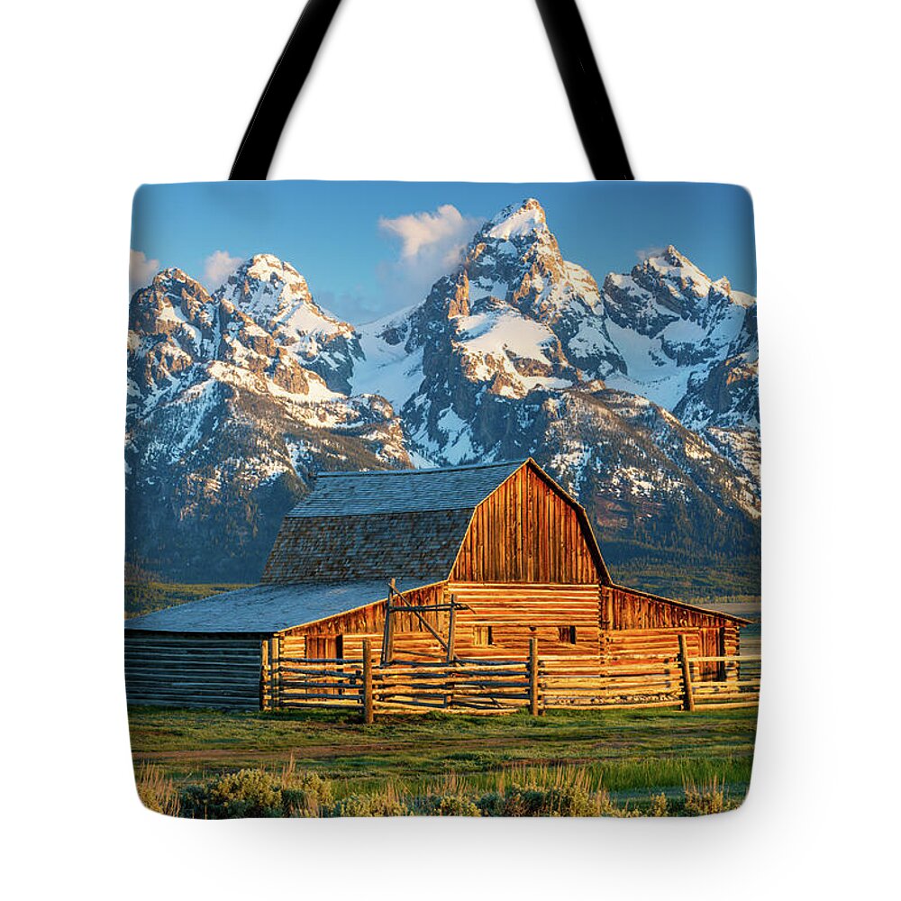 Grand Tote Bag featuring the photograph Moulton Barn Sunrise by Patrick Campbell