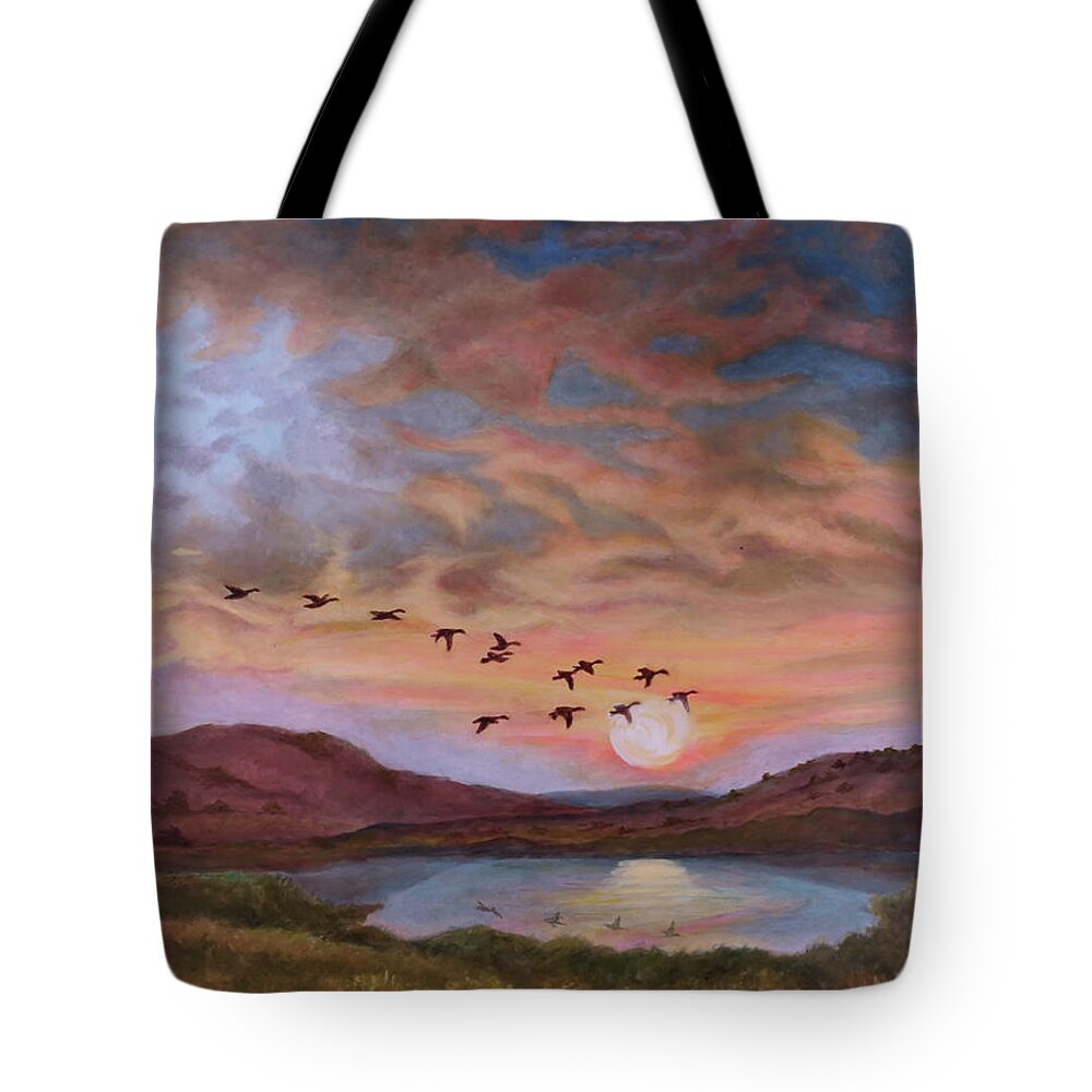 Landscape Tote Bag featuring the painting Nicasio Reservoir #3 by David Hardesty