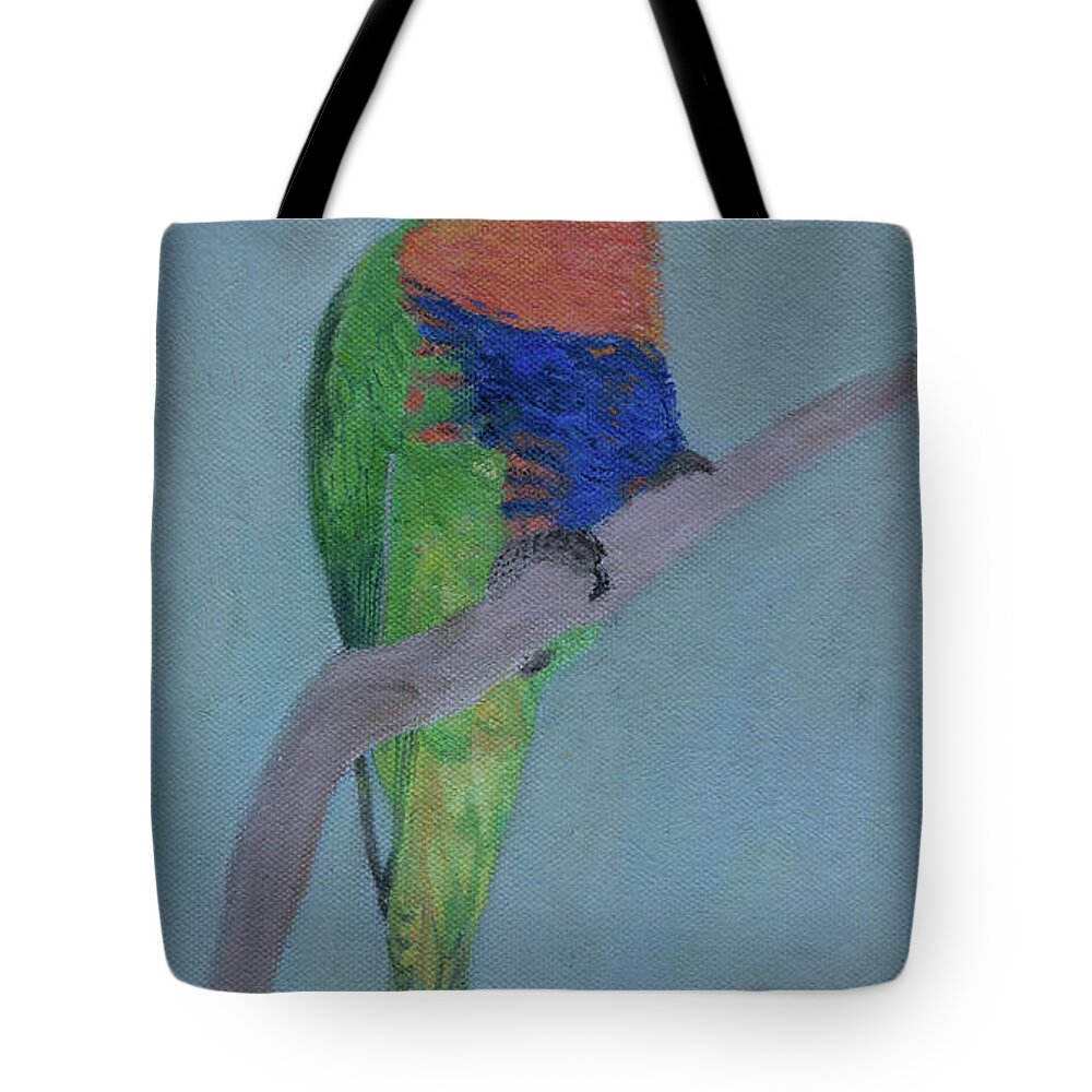 Bird Tote Bag featuring the painting Rainbow Lorikeet #3 by Masami IIDA