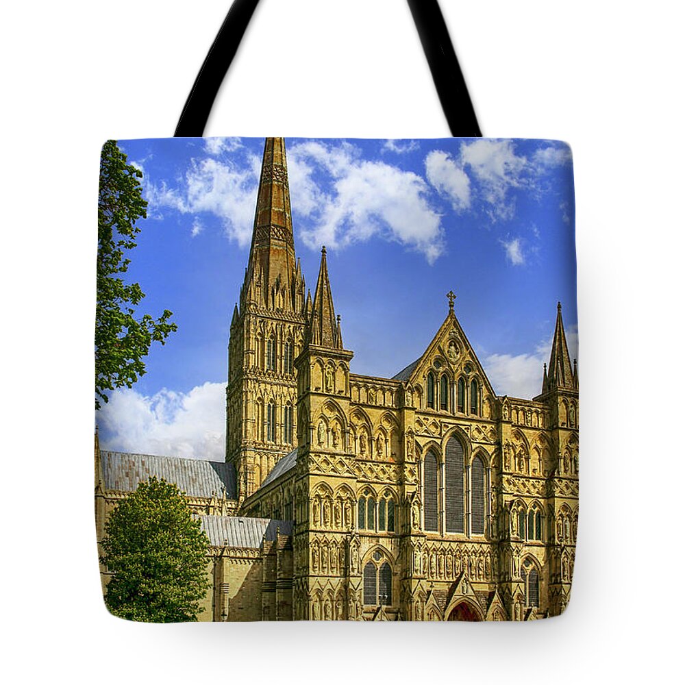 Salisbury Tote Bag featuring the photograph Salisbury Cathedral, UK #3 by Chris Smith