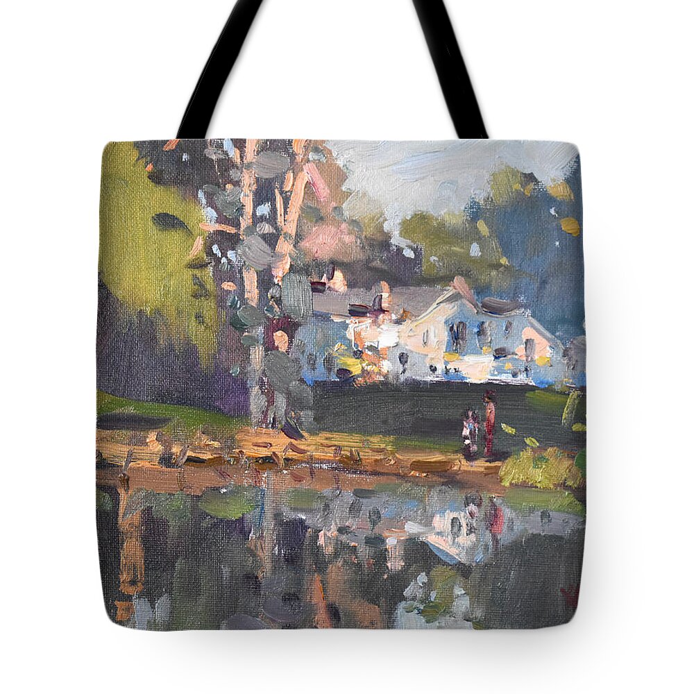 Sunset Tote Bag featuring the painting Sunset by Ylli Haruni