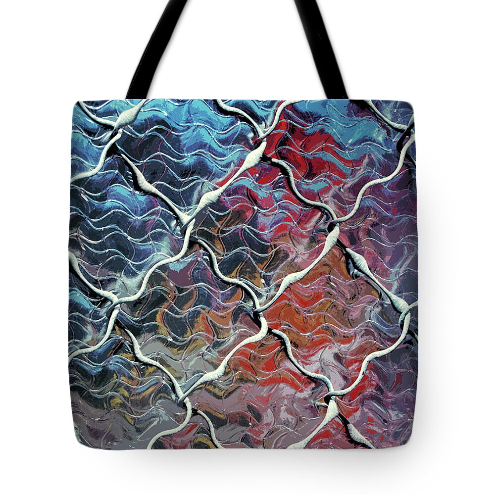 Non Objective Tote Bag featuring the digital art non objective photography - Defencing by Sharon Hudson