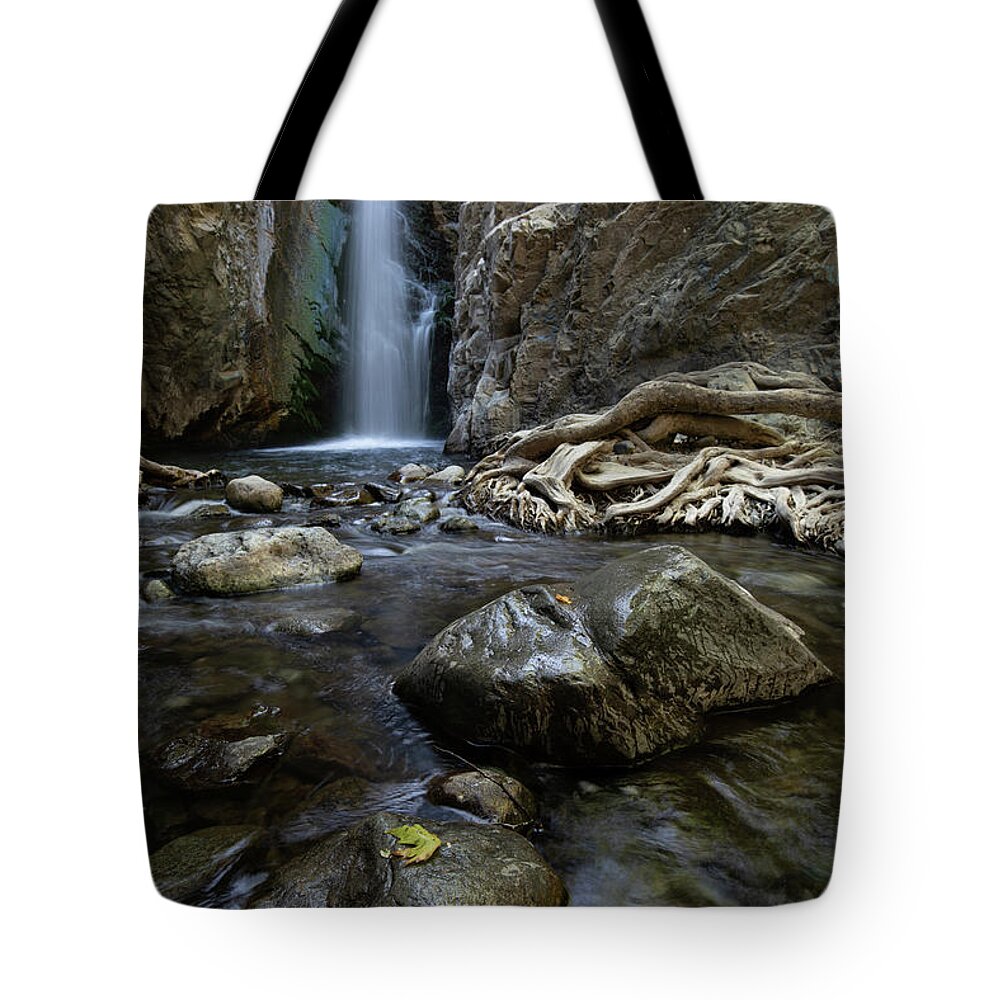 Waterfall Tote Bag featuring the photograph Waterfalls of Millomeri at Platres Troodos mountains Cyprus #3 by Michalakis Ppalis