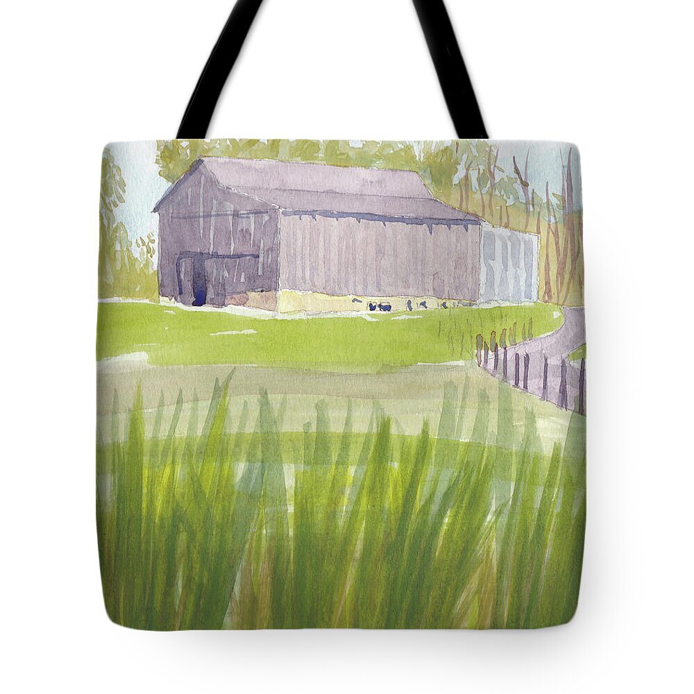 Barn Tote Bag featuring the painting Barn at 3171 Davidsonville Rd by Mike Robinson