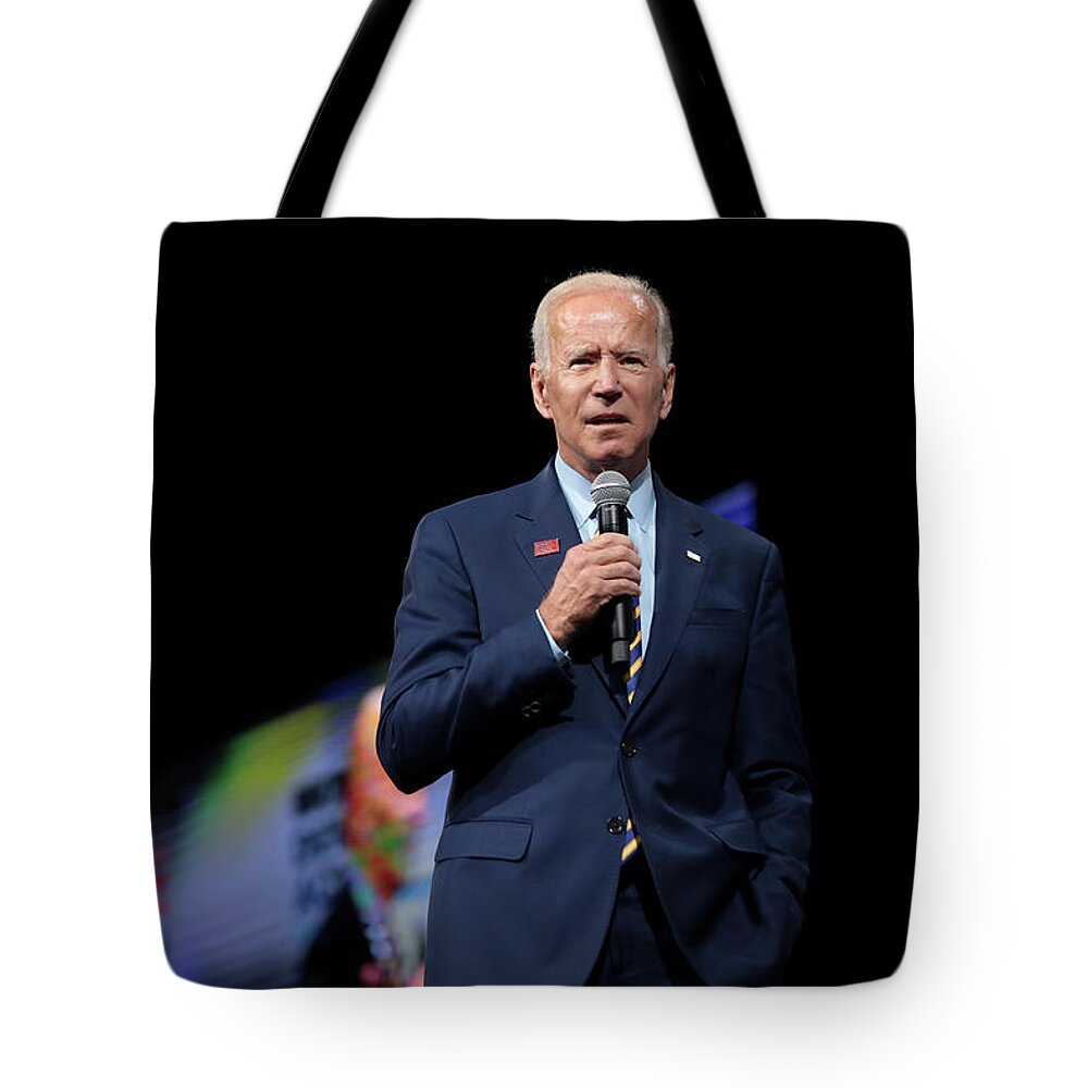 Portrait Of President Joe Biden By Gage Skidmore Tote Bag featuring the digital art Portrait of President Joe Biden by Gage Skidmore #32 by Celestial Images