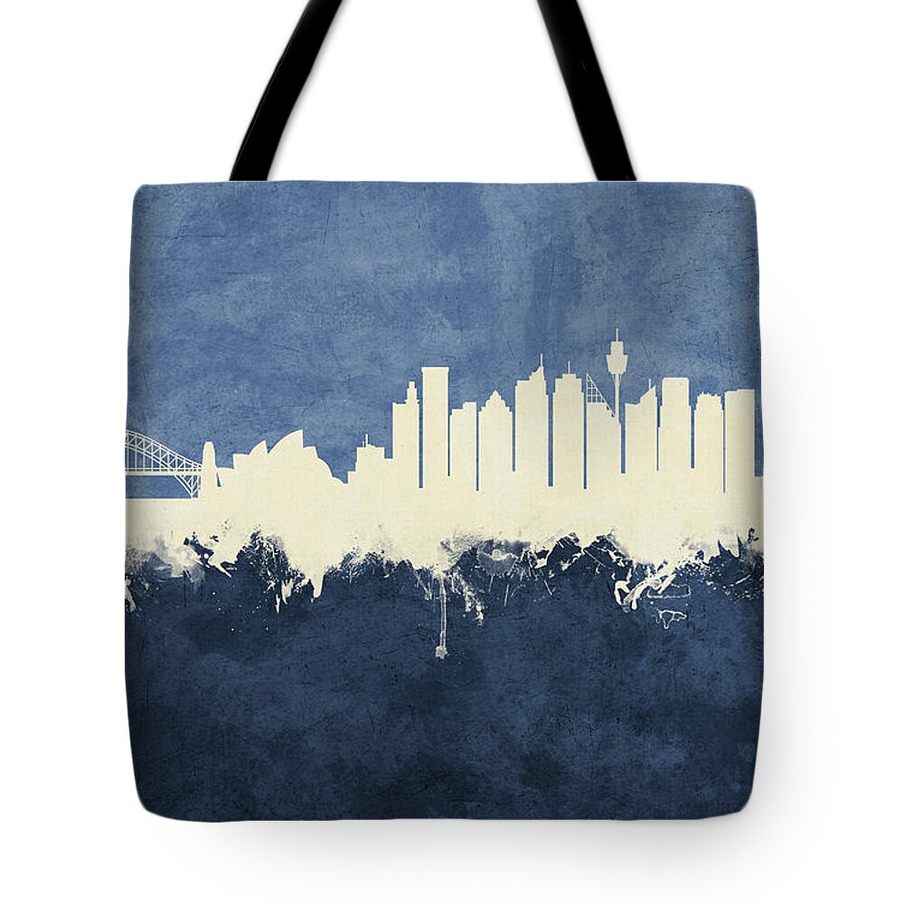 Sydney Tote Bag featuring the digital art Sydney Australia Skyline by Michael Tompsett
