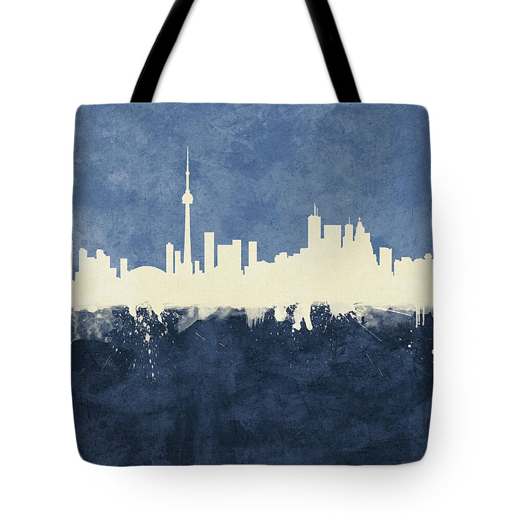 Toronto Tote Bag featuring the digital art Toronto Canada Skyline by Michael Tompsett