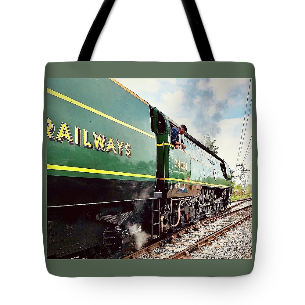 Sr Tote Bag featuring the photograph 34081 92 Squadron Steam Locomotive by Gordon James