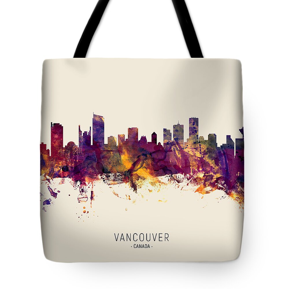 Vancouver Tote Bag featuring the digital art Vancouver Canada Skyline by Michael Tompsett