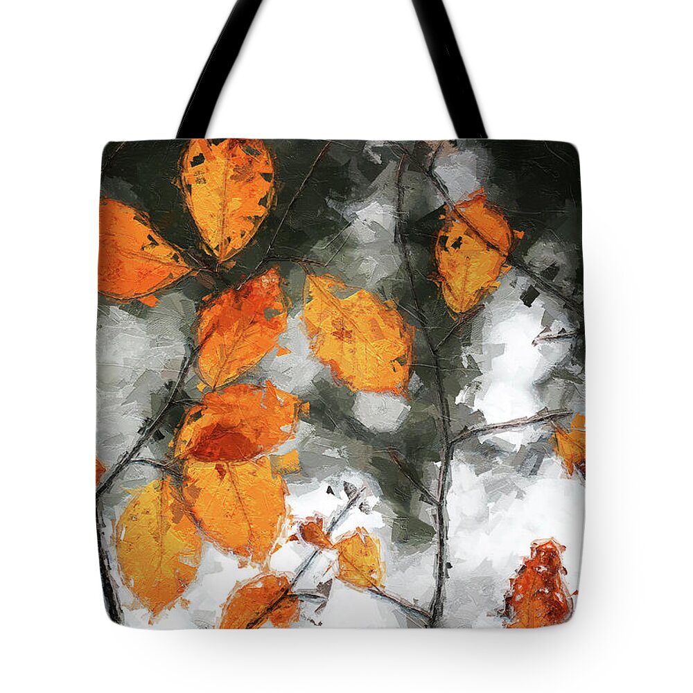 Nature Tote Bag featuring the digital art Autumn is Here #37 by TintoDesigns