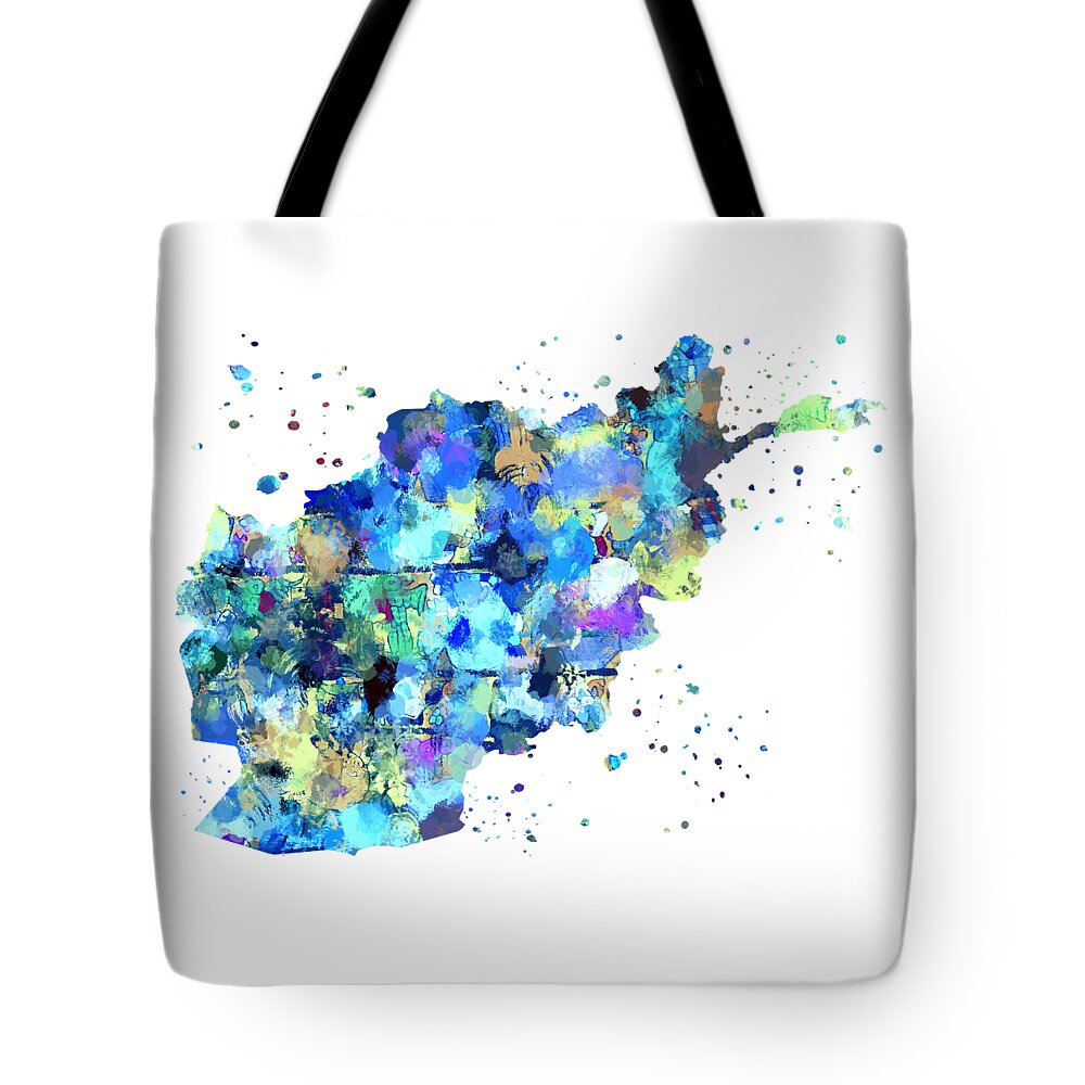 Zuzi's Art Map Afghanistan Tote Bag featuring the painting Afghanistan Map by Zuzi 's