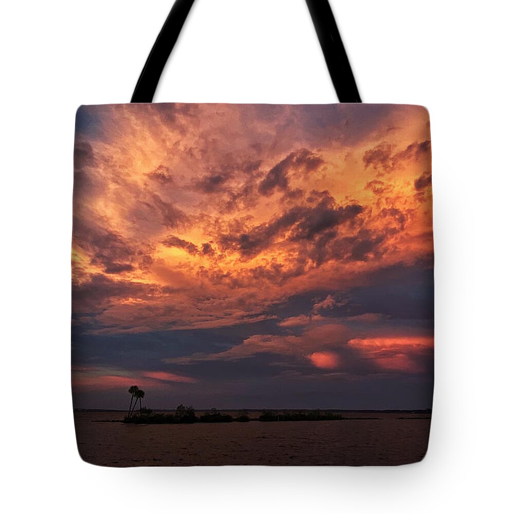 Sunset Tote Bag featuring the photograph 4 Alarm Sky by Randall Allen
