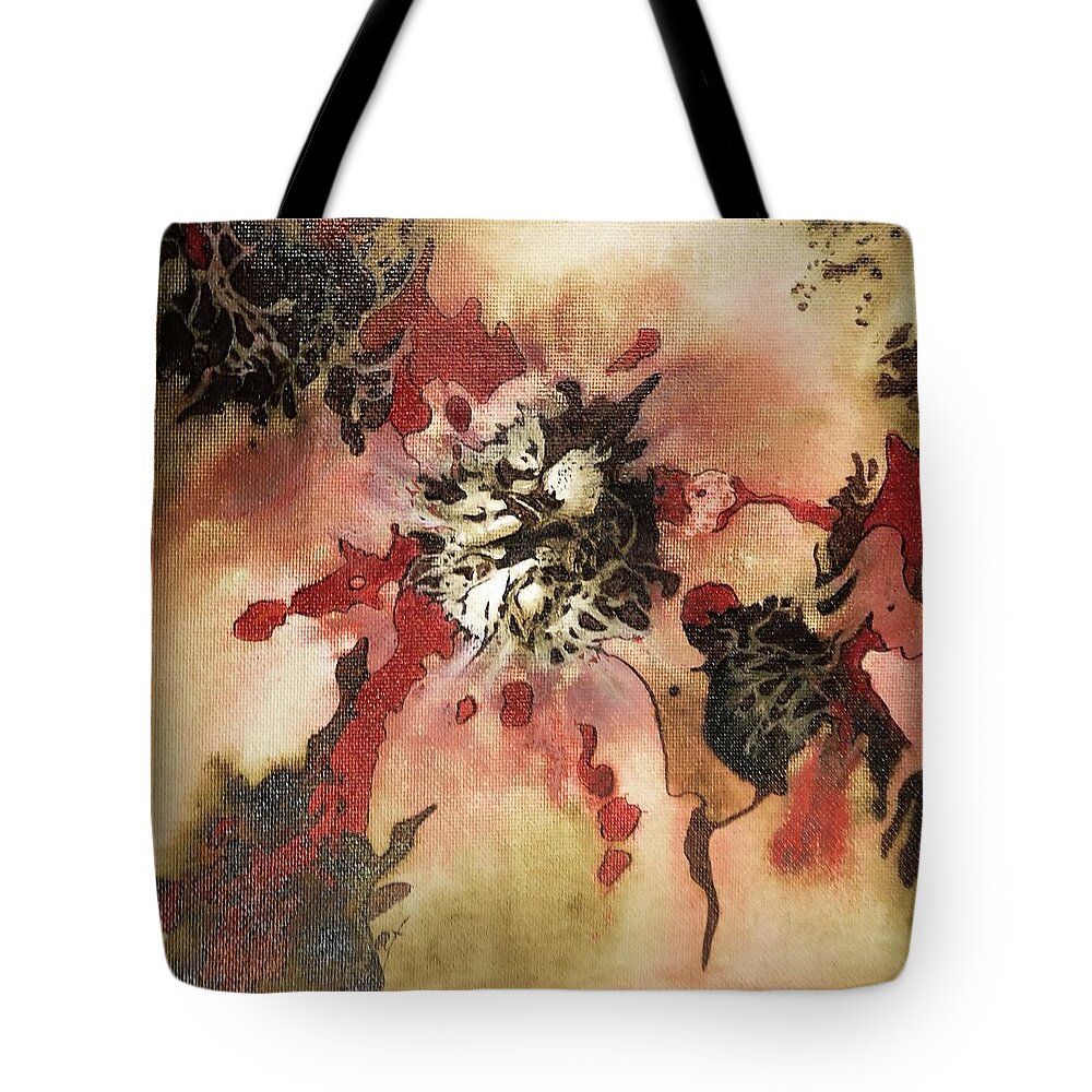 Abstract Tote Bag featuring the painting Burst SOLD by Pat Purdy